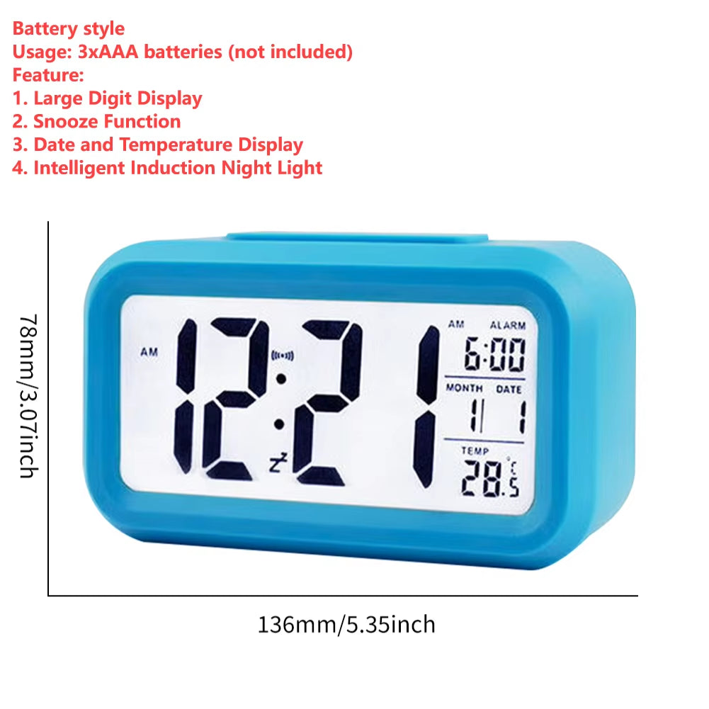 LED Digital Alarm Clock Snooze Function Clock and Temperature Display