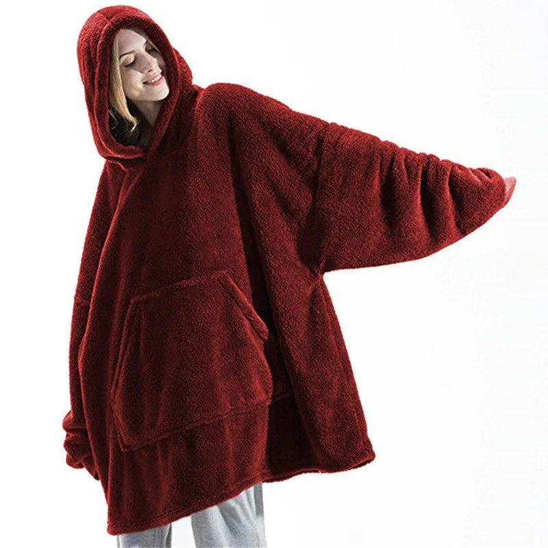 Hoodie with Big Pocket - Double-Sided Fleece 