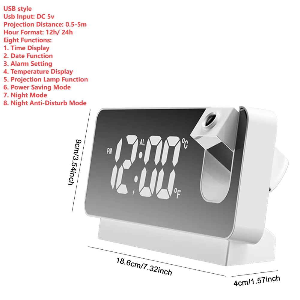 LED Digital Alarm Clock Snooze Function Clock and Temperature Display