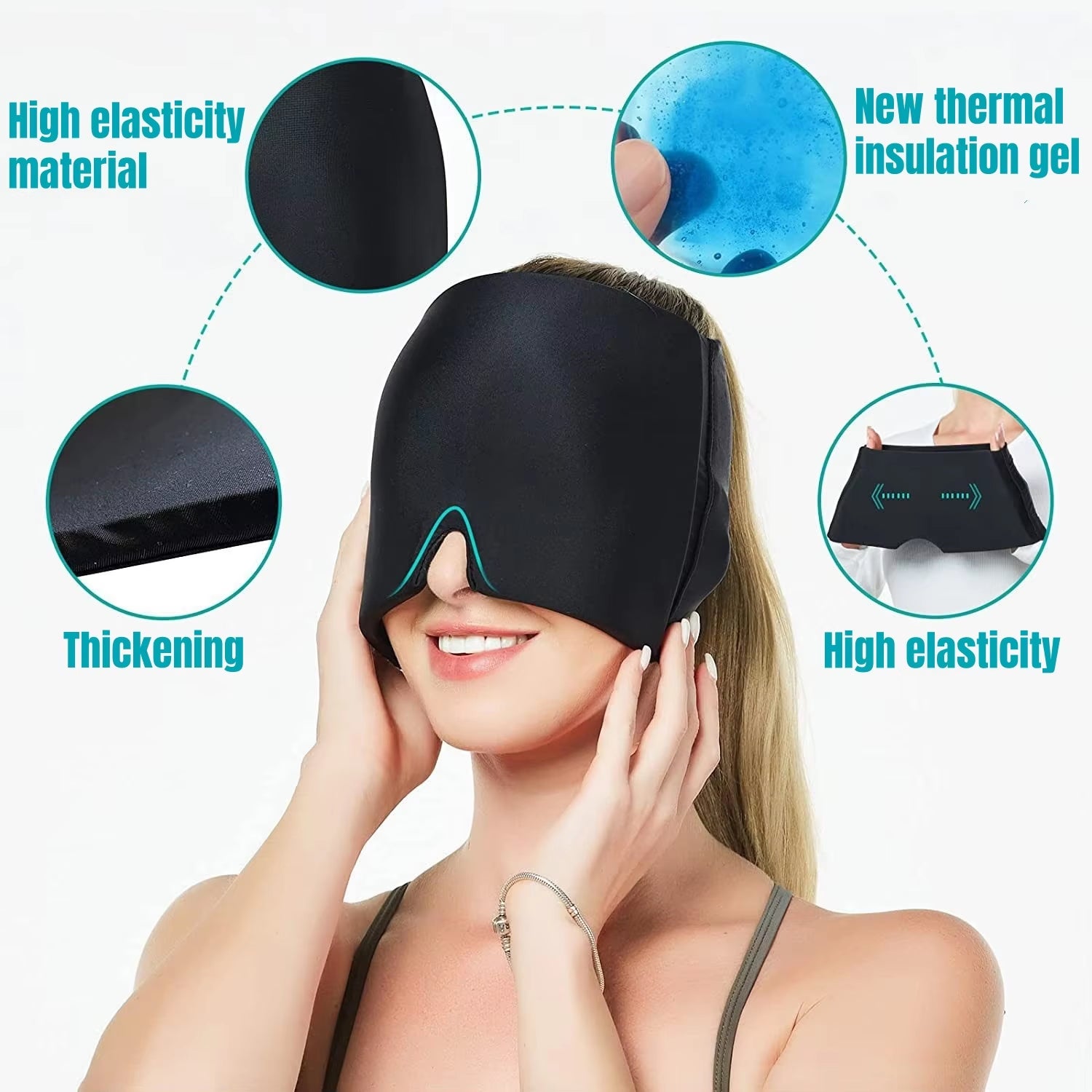 Migraine Relief Hat Hot Cold Therapy Ice Cap for Pain Relieve / Eye Mask