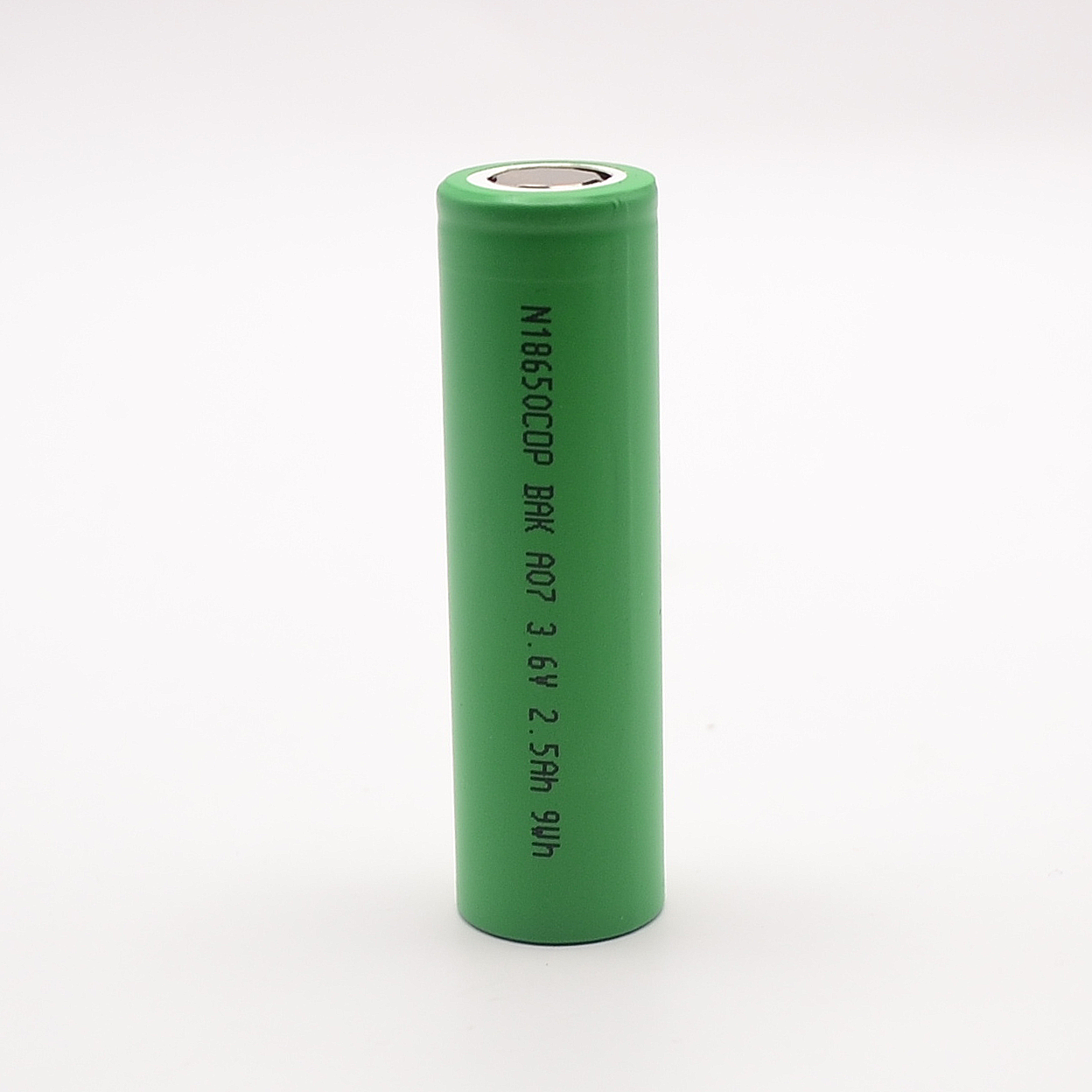 Detailed view of the BAK 18650 battery specifications, including capacity, voltage, and energy.