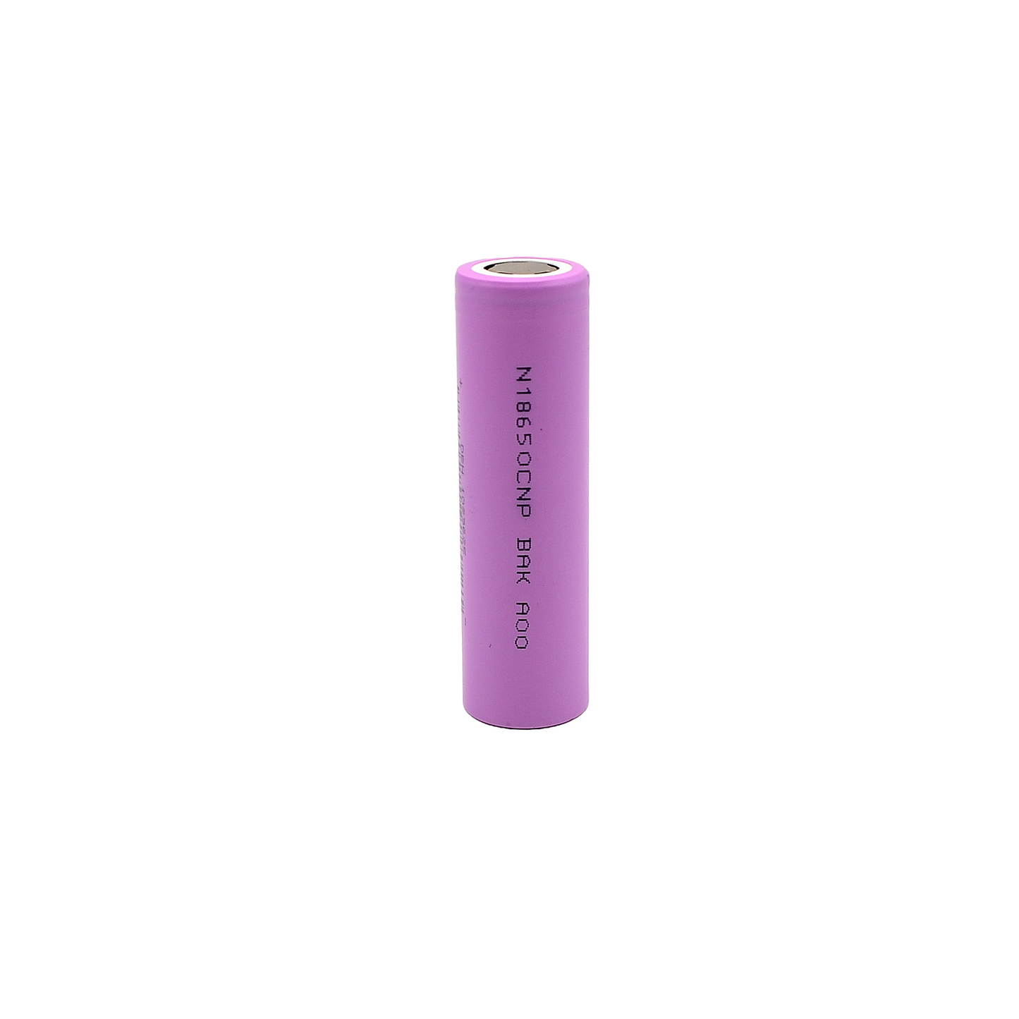 Purple BAK CNP 18650 lithium-ion battery, marked with model and capacity details