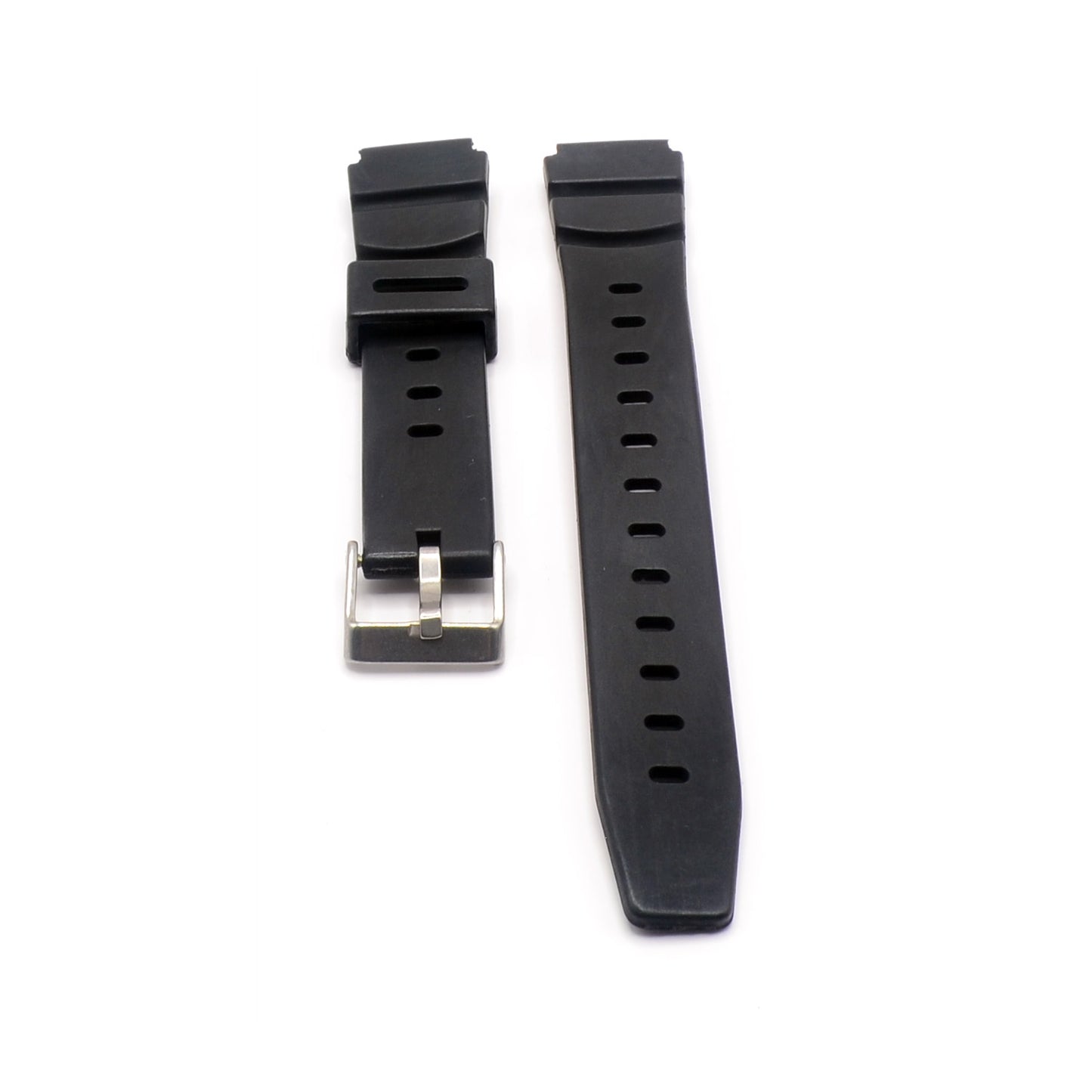 Watch Strap 18mm Replacement Black Rubber Waterproof Sports Steel Buckle