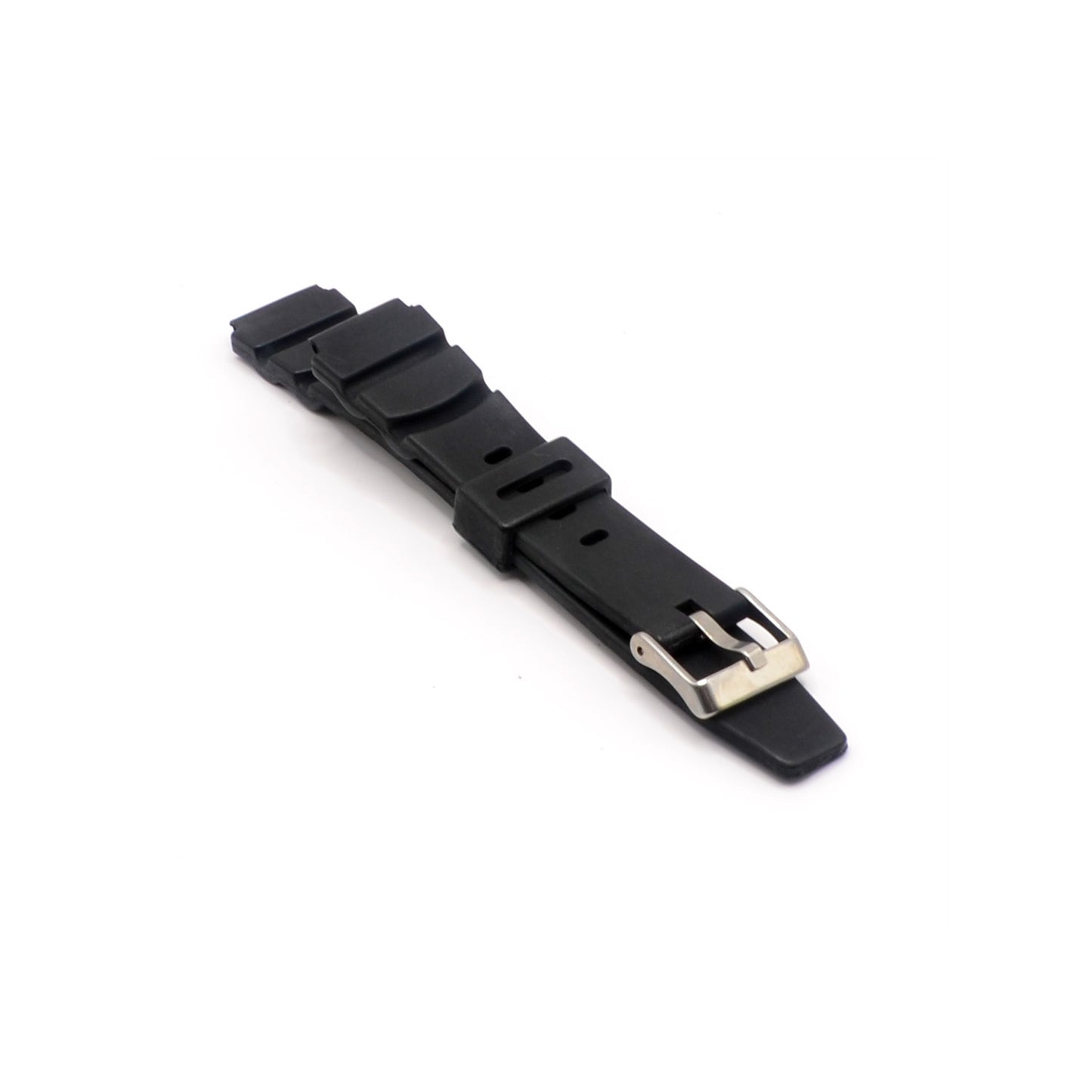 Watch Strap 18mm Replacement Black Rubber Waterproof Sports Steel Buckle