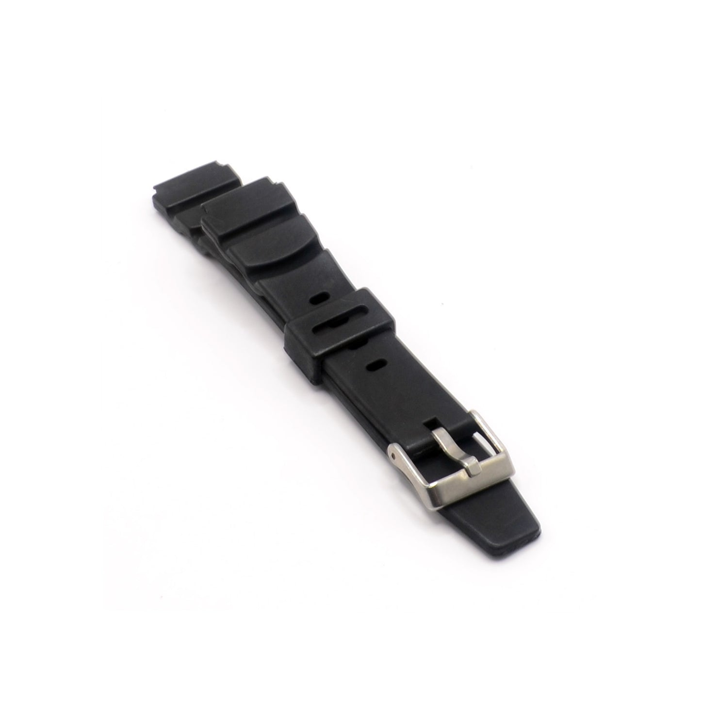 Watch Strap 18mm Replacement Black Rubber Waterproof Sports Steel Buckle