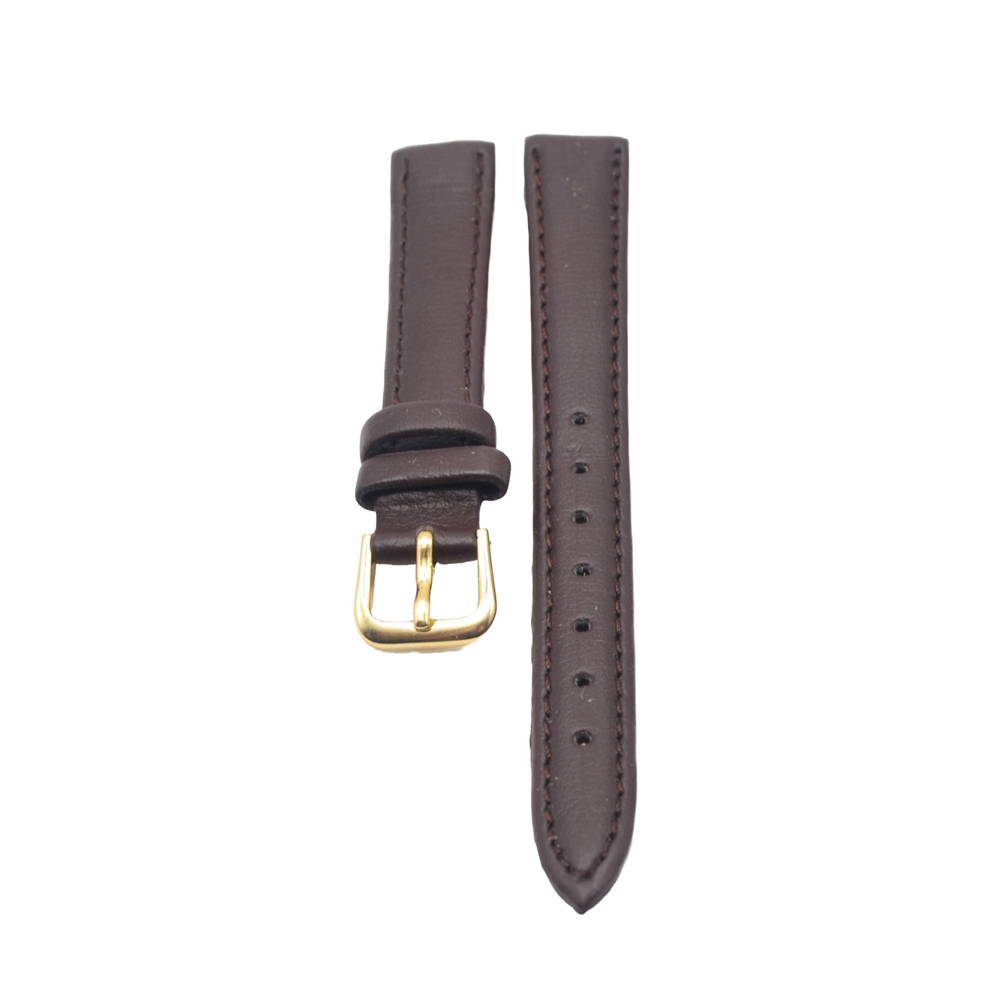 Front and back view of 12mm Brown PU Leather Watch Strap