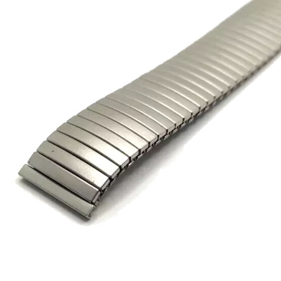 Stainless steel expander watch bracelet with brush finish - front view.