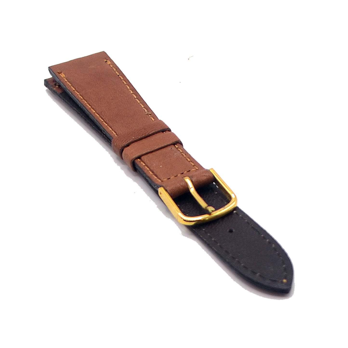 18mm Tan Brown Leather Watch Strap With Gold Buckle