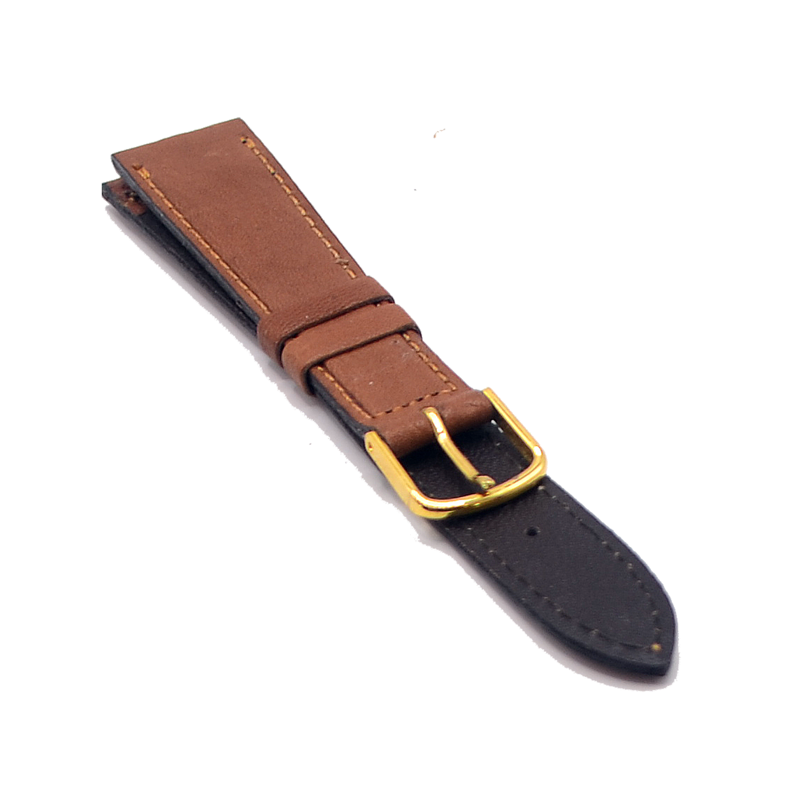 18mm Tan Brown Leather Watch Strap With Gold Buckle