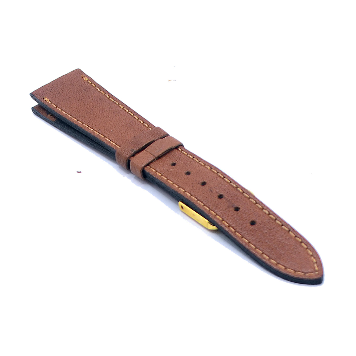 18mm Tan Brown Leather Watch Strap With Gold Buckle