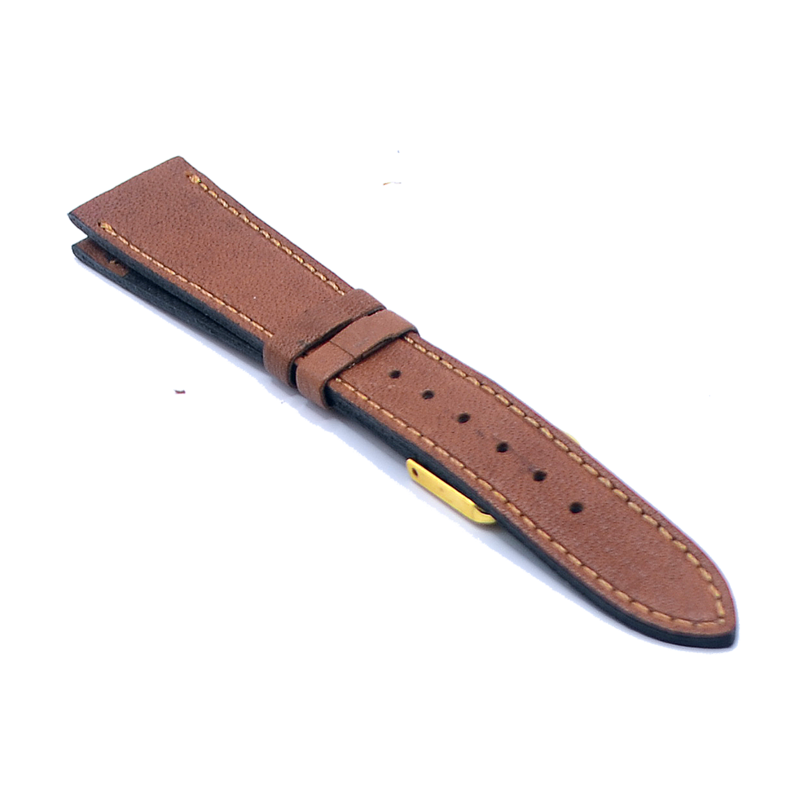 18mm Tan Brown Leather Watch Strap With Gold Buckle