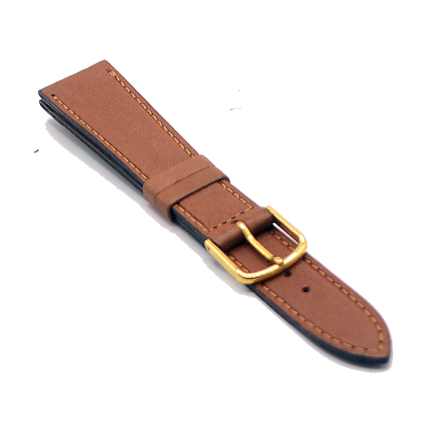 18mm Tan Brown Leather Watch Strap With Gold Buckle