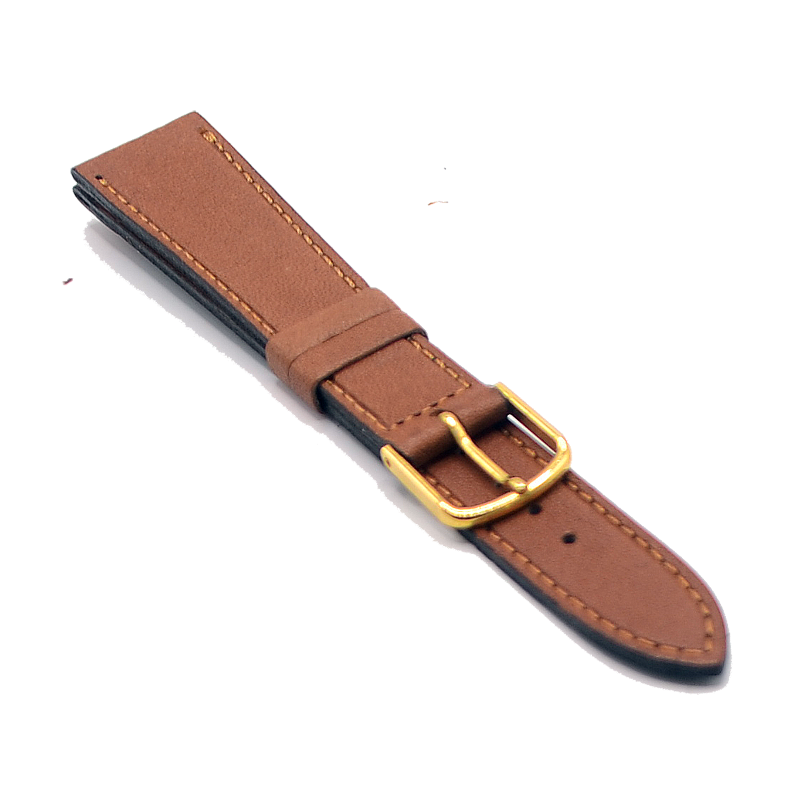 18mm Tan Brown Leather Watch Strap With Gold Buckle