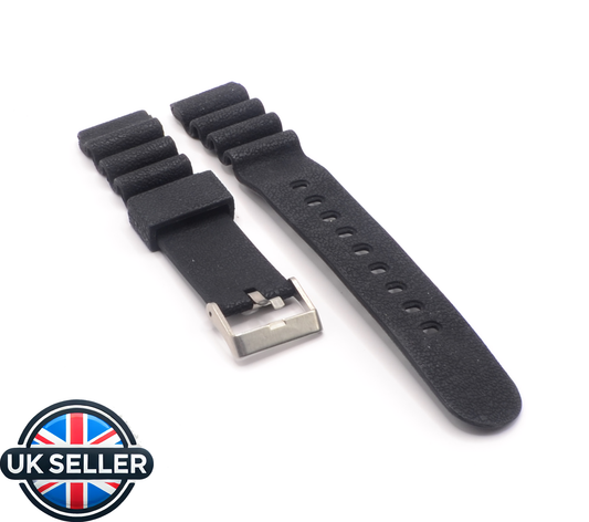 Black Rubber watch strap 17mm wide