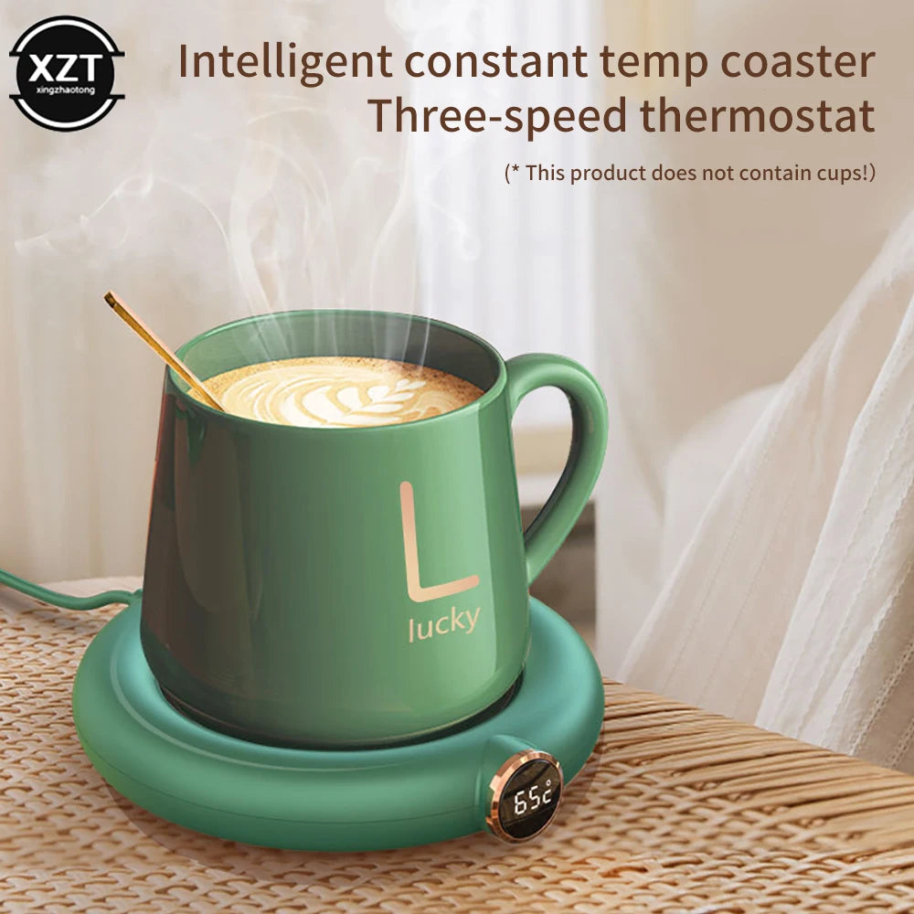 USB Coffee Cup Heated Coaster Pad DC 5V Constant Temperature with Digital Display